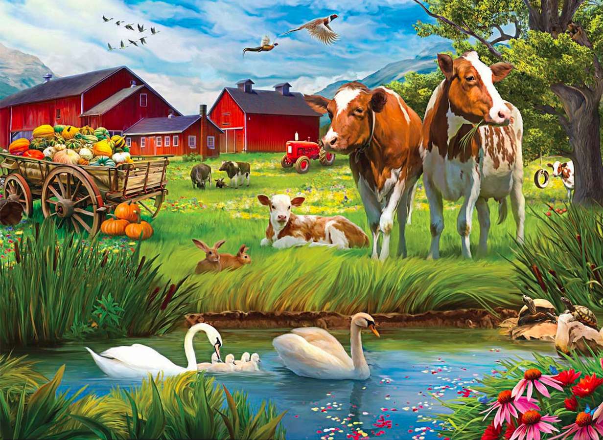 Een boerderij bij de zwanenvijver online puzzel