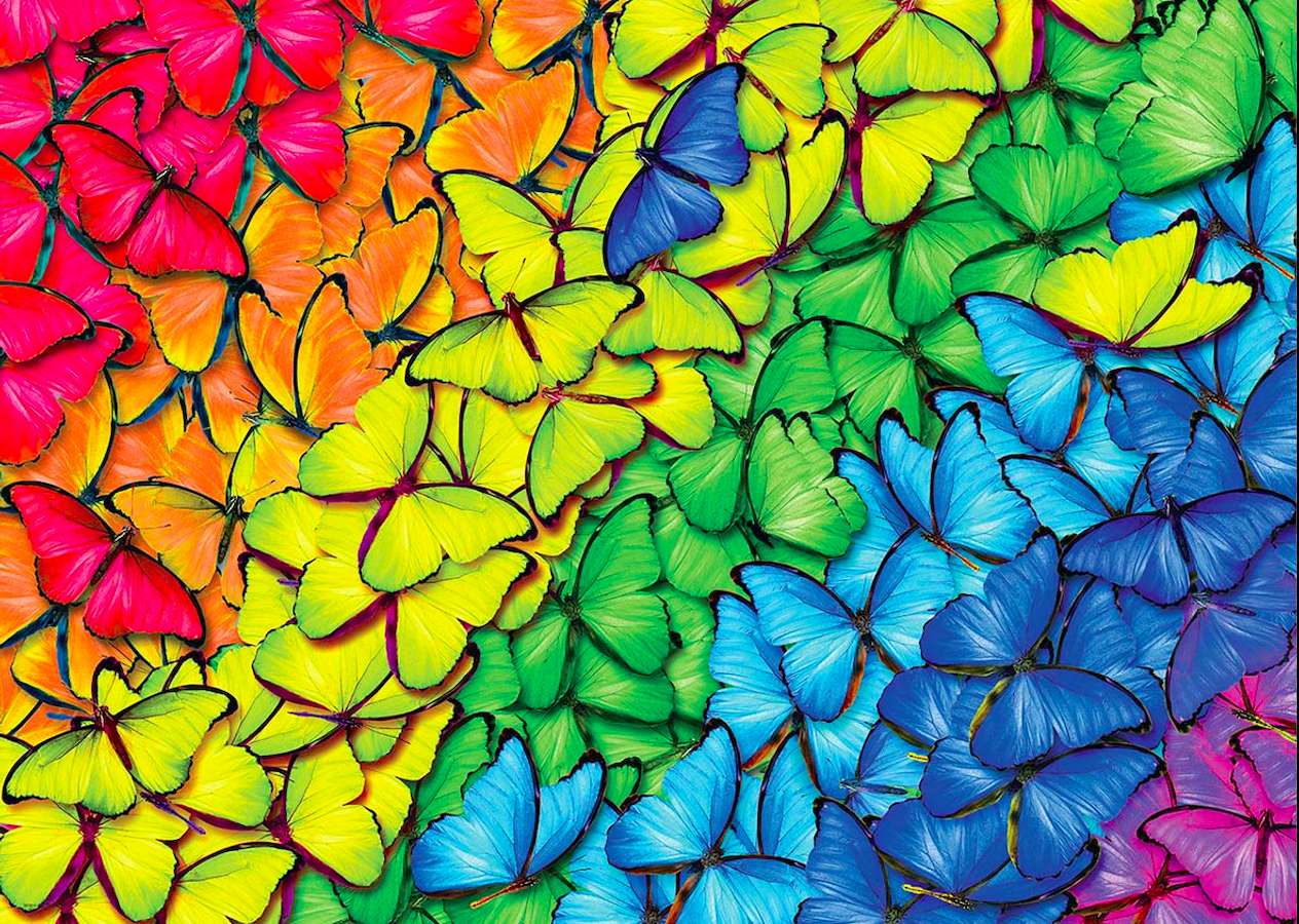 Mariposas torcidas del arco iris rompecabezas en línea