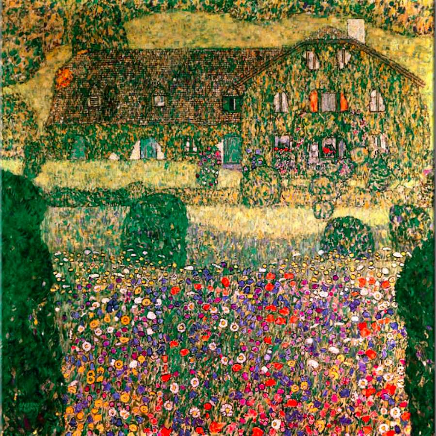 Gustav Klimt-Village κήπος δίπλα στη λίμνη παζλ online