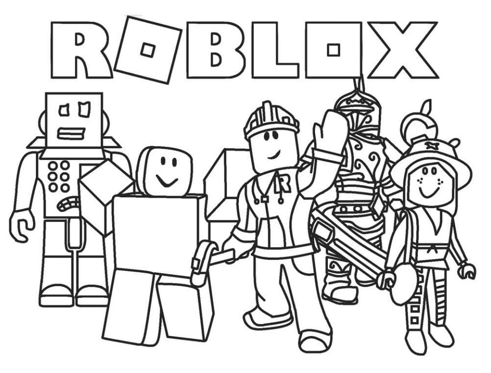 Página para colorir de personagens de videogame Roblox · Creative Fabrica