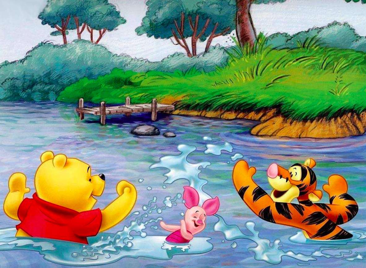 Winnie the Pooh y cerdito con un tigre rompecabezas en línea