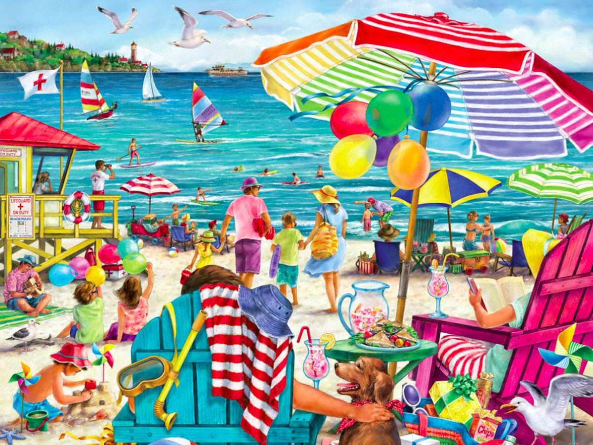 Beach day by the ocean jigsaw puzzle online