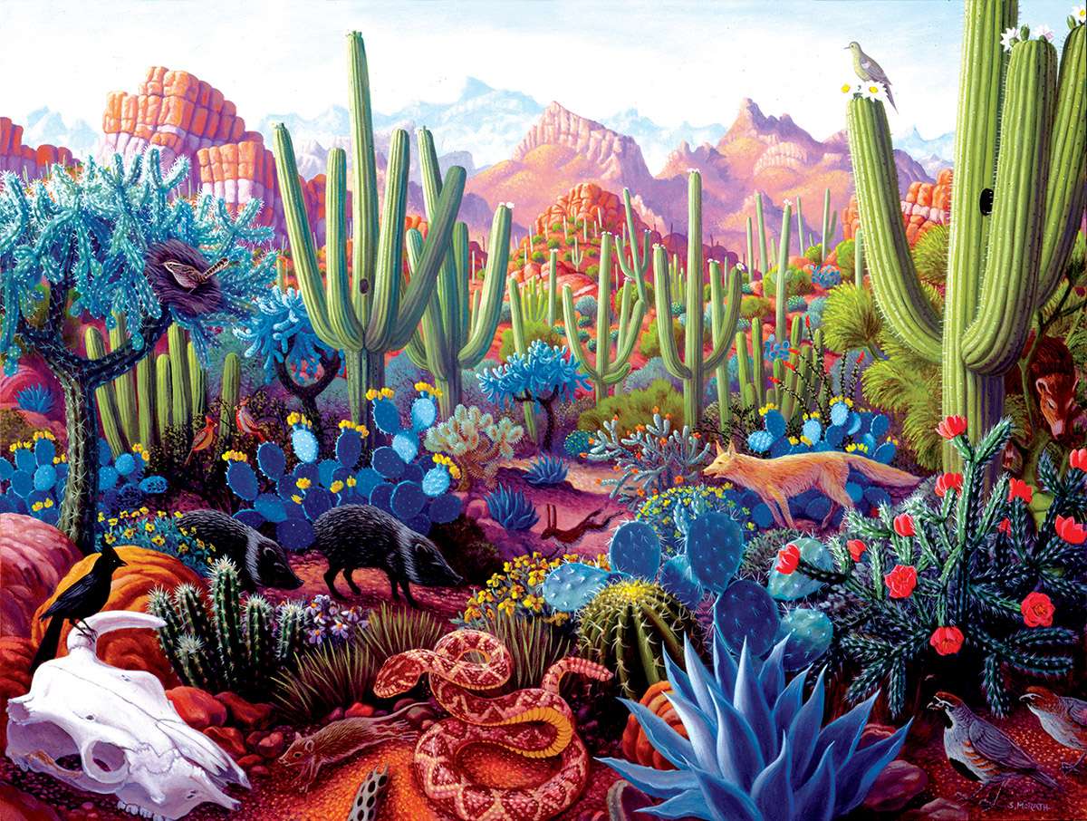 Kaktusträdgård i naturen Pussel online