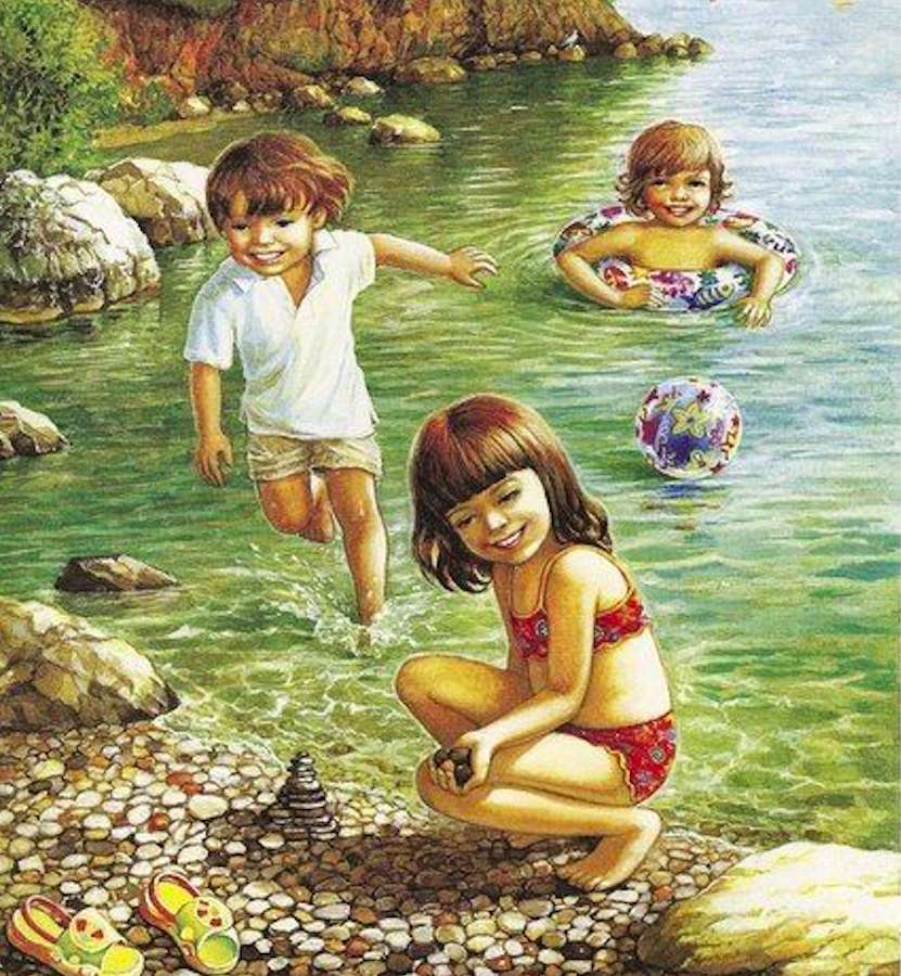 The joy of bathing in the river :) online puzzle