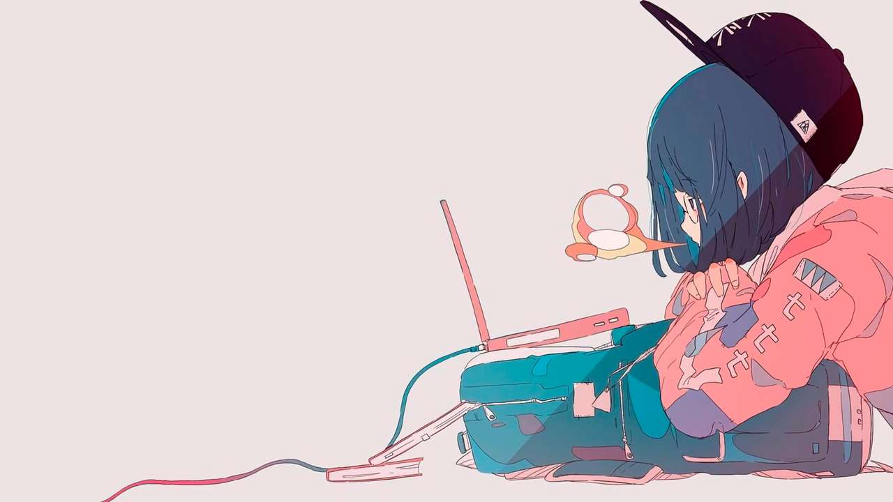 κορίτσι παίζει στον υπολογιστή online παζλ