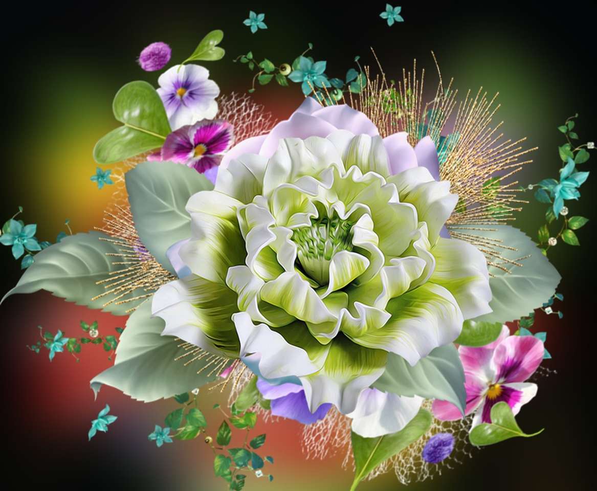 Un bouquet avec une fleur blanche puzzle en ligne