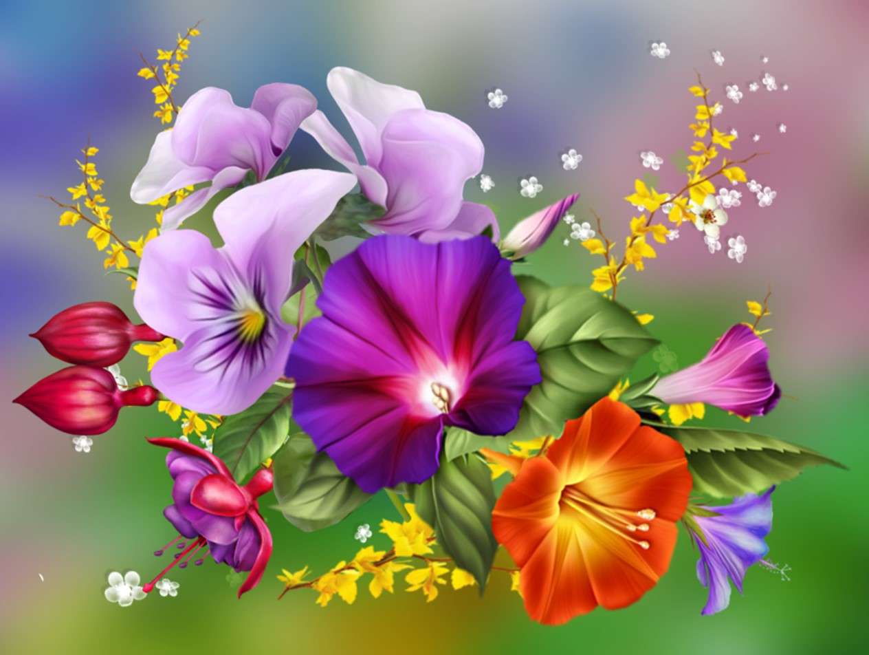 Colorful bouquet of summer flowers jigsaw puzzle online