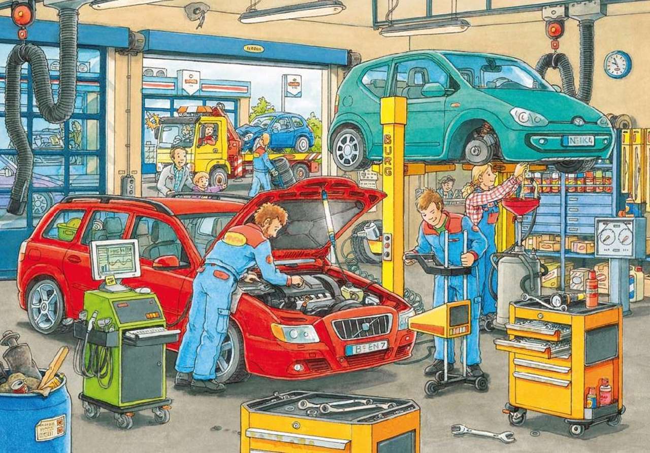 Dans l'atelier de réparation automobile puzzle en ligne