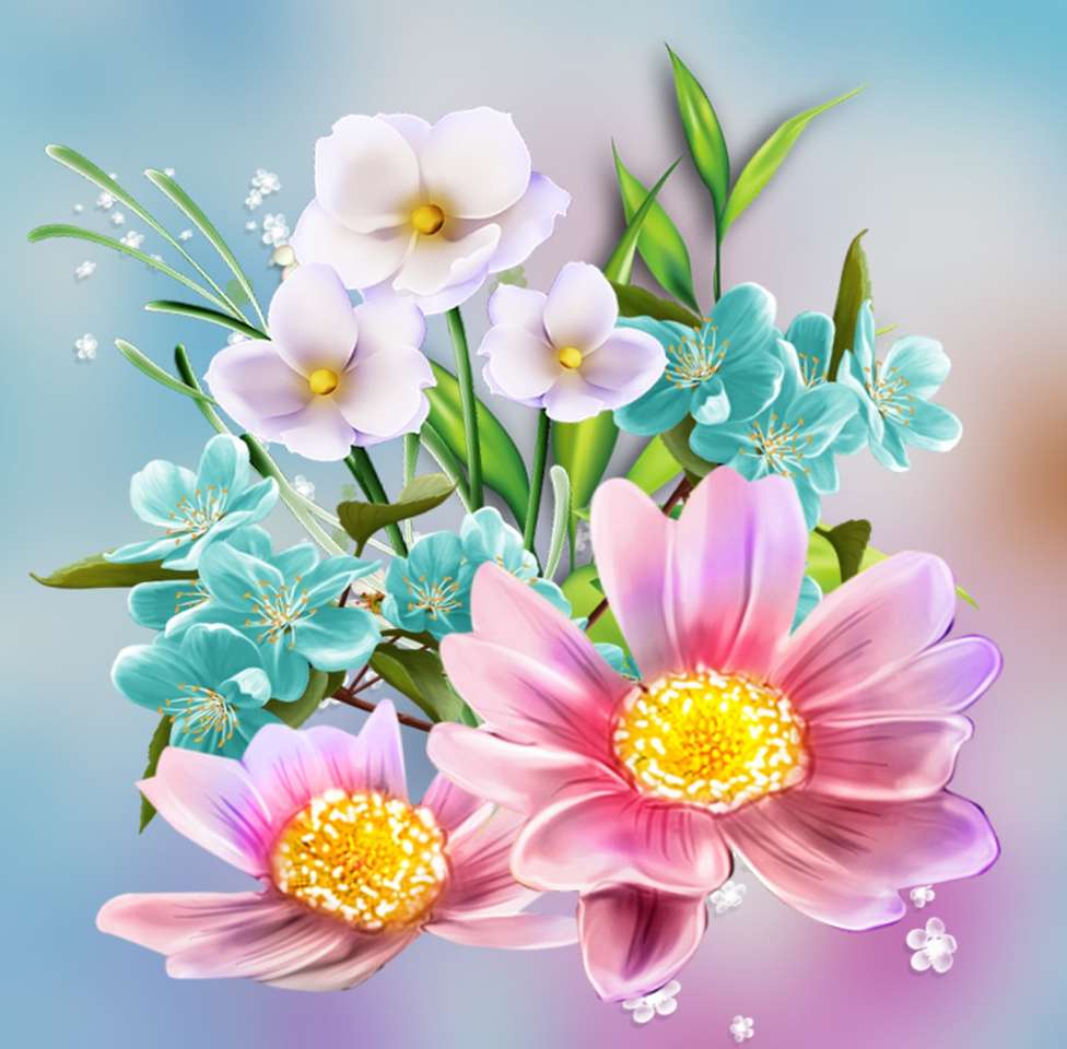 Een compositie van zomerse wilde bloemen legpuzzel online