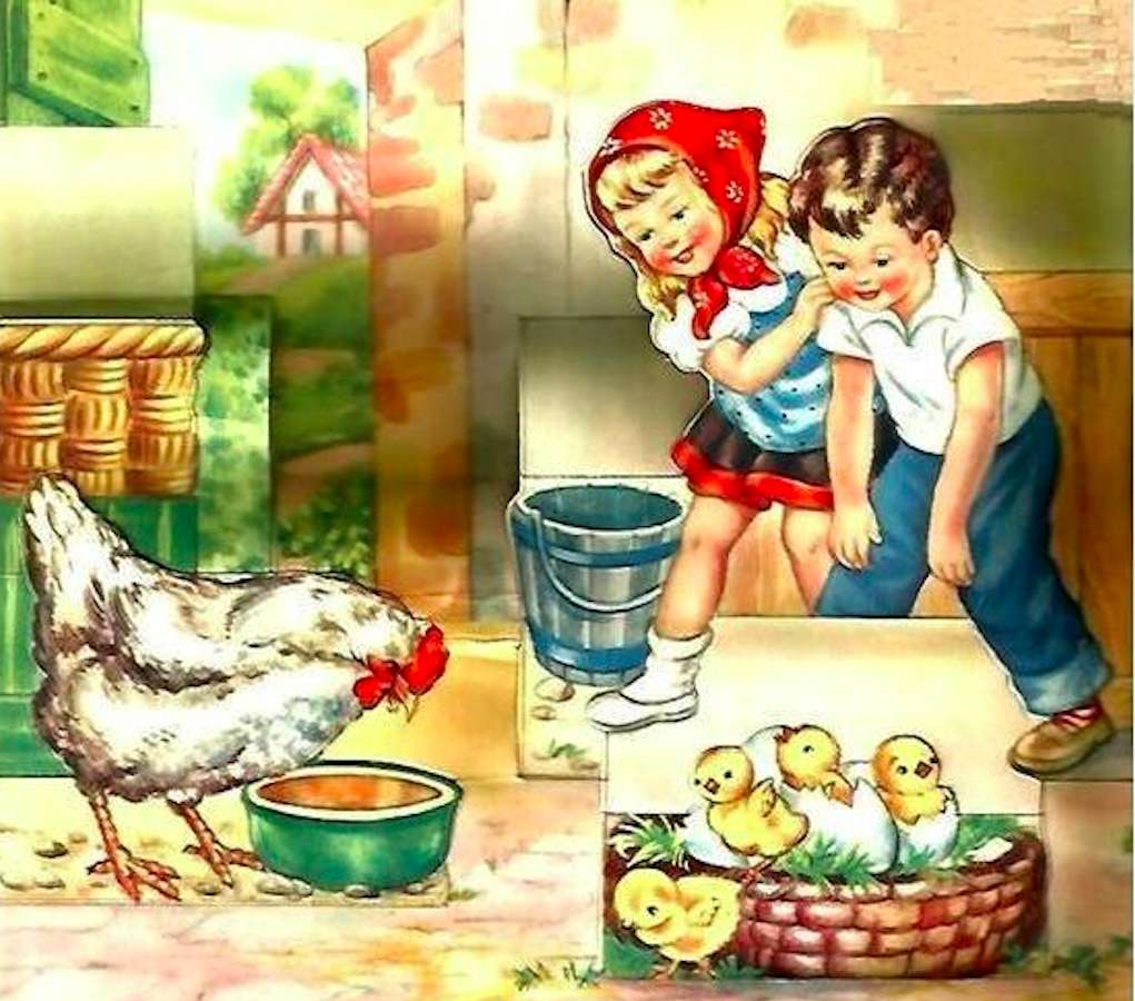 Födelse av kycklingar :) pussel på nätet