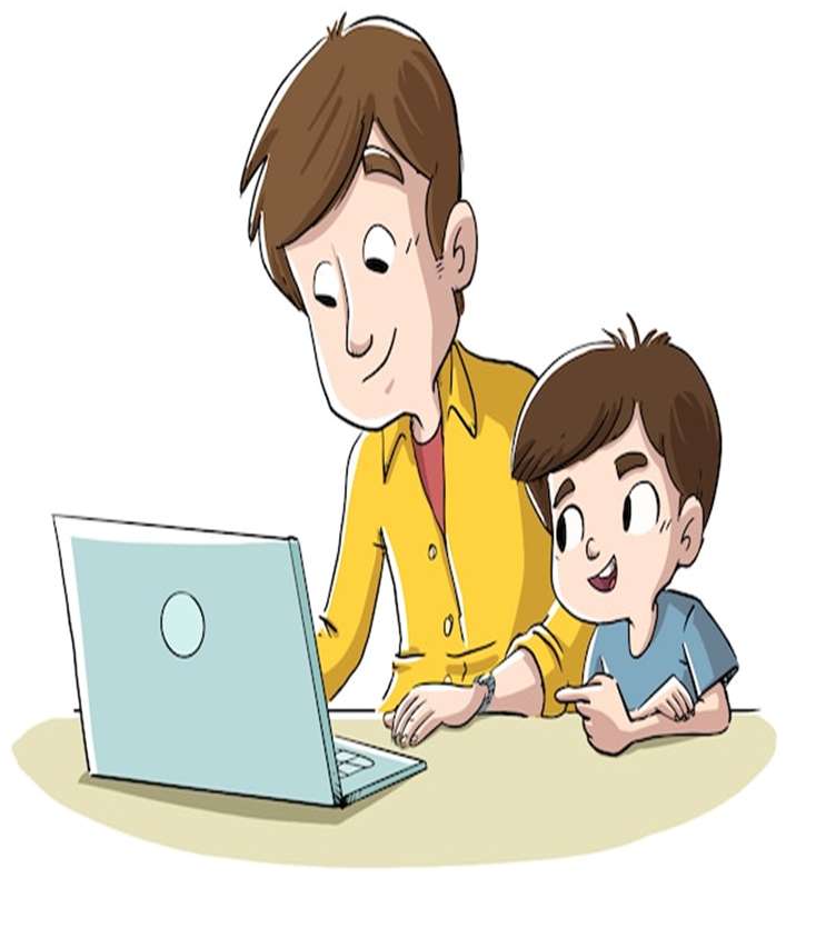 Уча сина си да работи с компютър онлайн пъзел