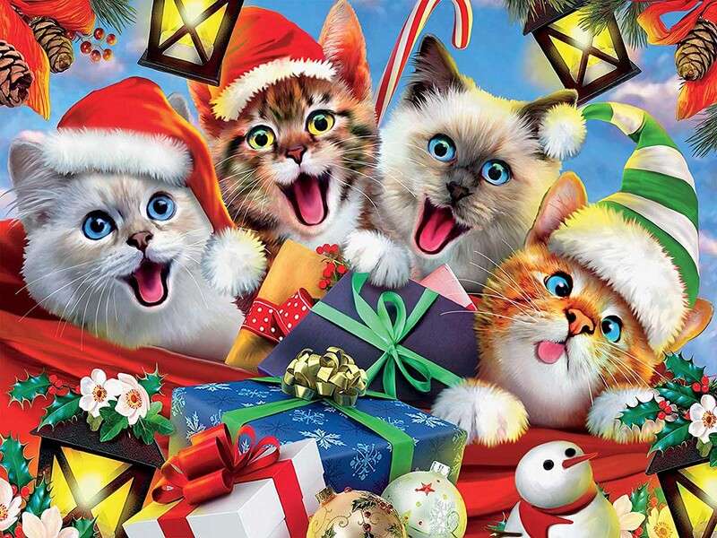 Kittens wachten op Kerstmis #208 online puzzel