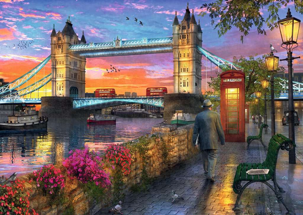 Tower Bridge in London am Abend Puzzlespiel online