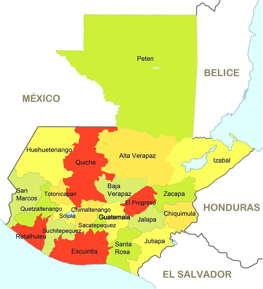 Mapa de Guatemala rompecabezas en línea