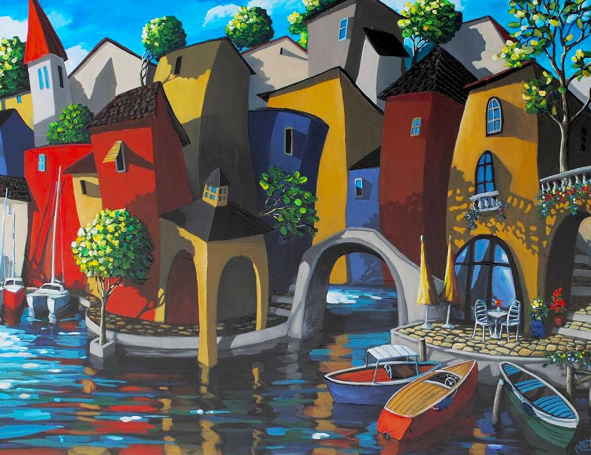 Crooked houses on the water jigsaw puzzle online