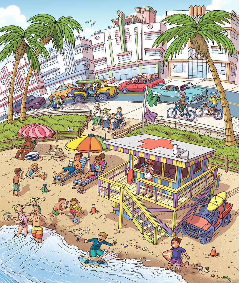 Sur la plage devant l'hôtel puzzle en ligne