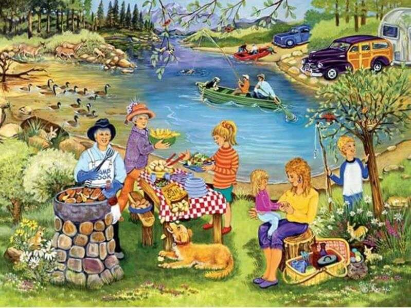 Piknik u řeky online puzzle