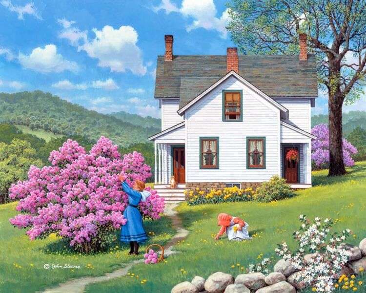 lady picking flowers online puzzle