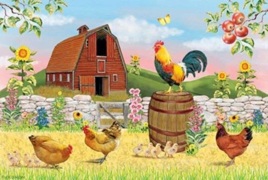rooster on barrel jigsaw puzzle online