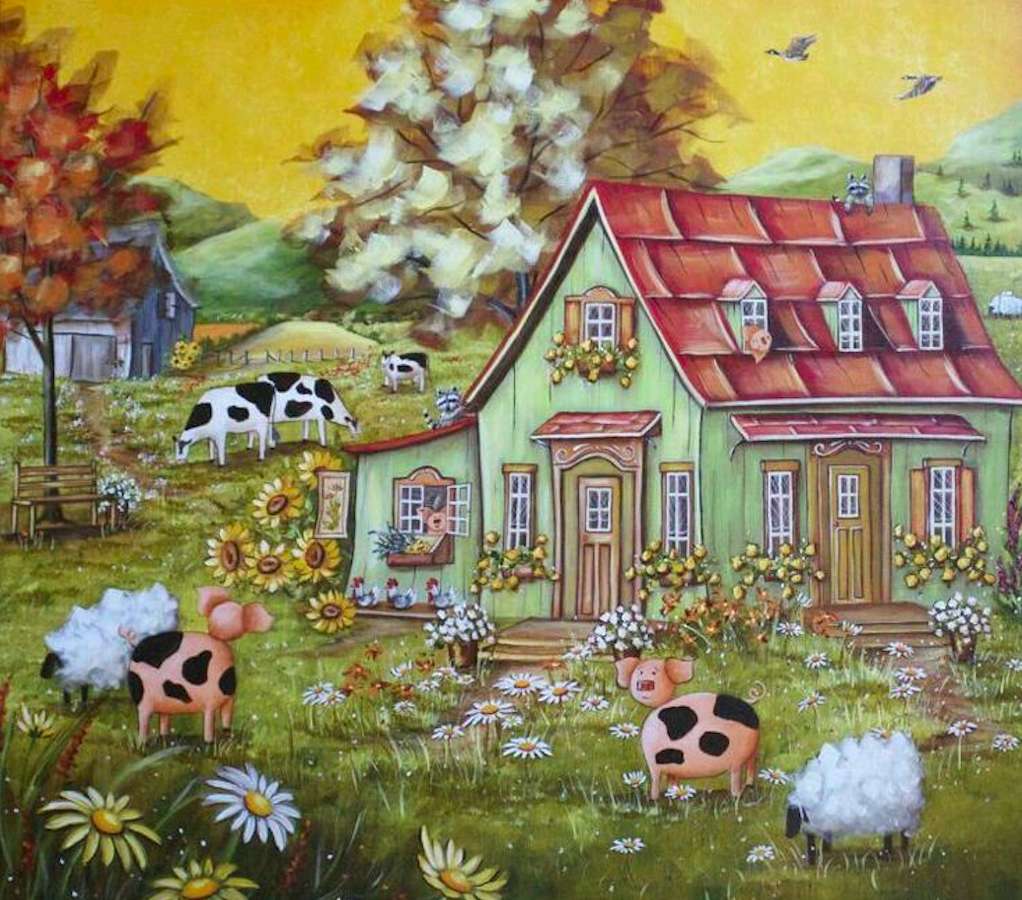 Ranch di maiali felici rosa puzzle online