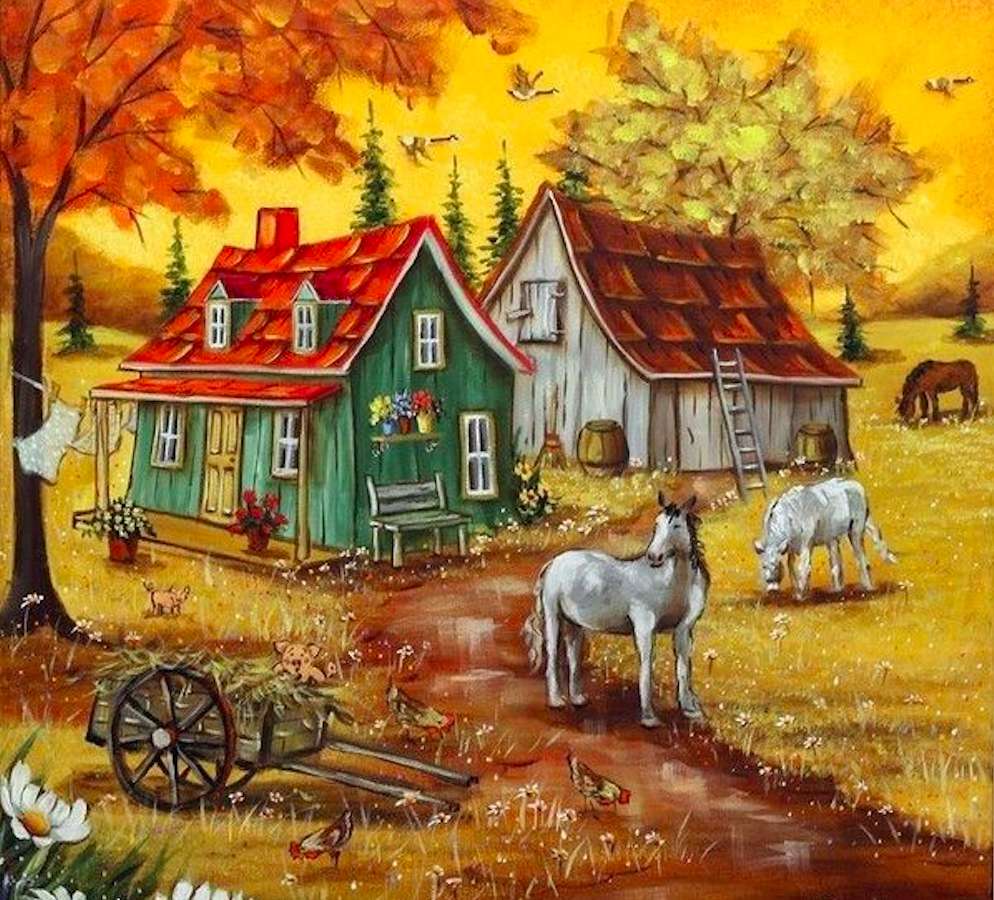 Paysage d'automne rural puzzle en ligne
