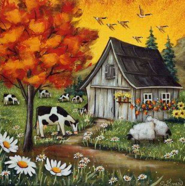Golden autumn has arrived, the storks are flying away online puzzle