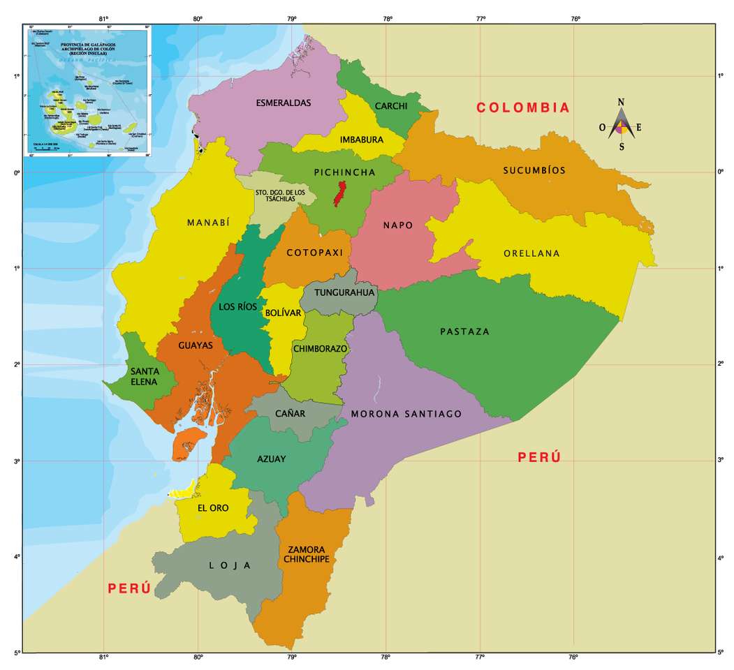Karta över Ecuador pussel på nätet