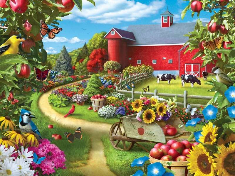 De tuin op de boerderij, de lieveling van de gastvrouw online puzzel