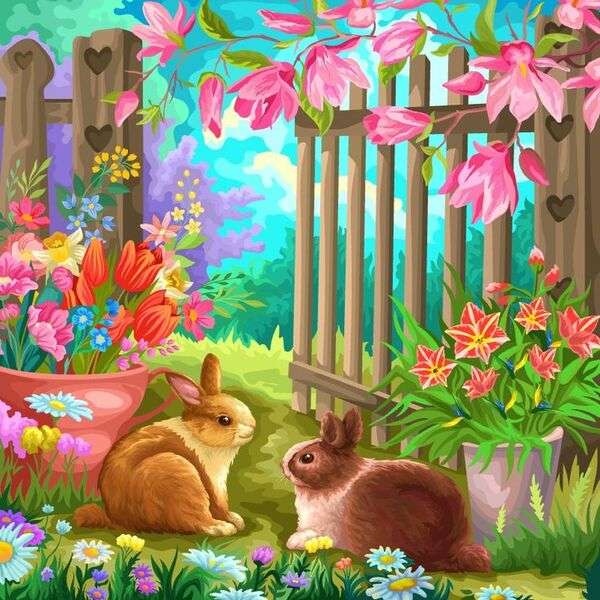 coelhos no jardim puzzle online
