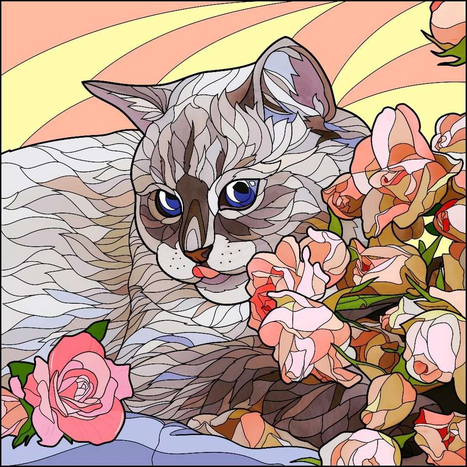Mosaik kattunge pussel på nätet