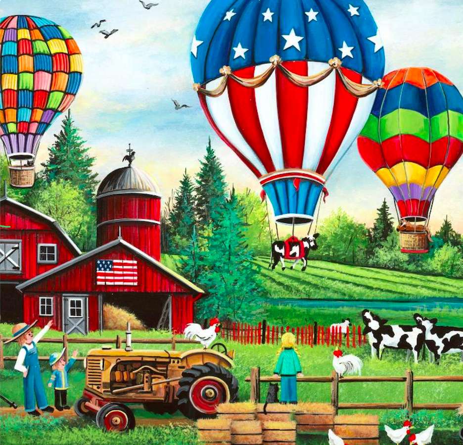 Balloons over the village online puzzle