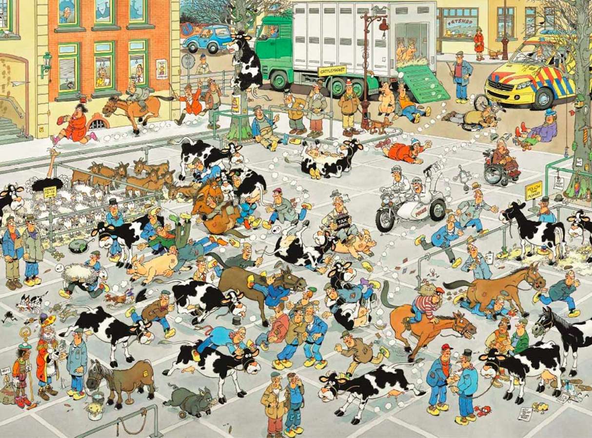 Chaos auf dem Tiermarkt Online-Puzzle