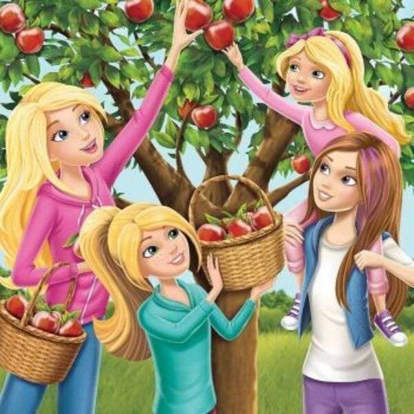 Девочки собирают яблоки пазл онлайн