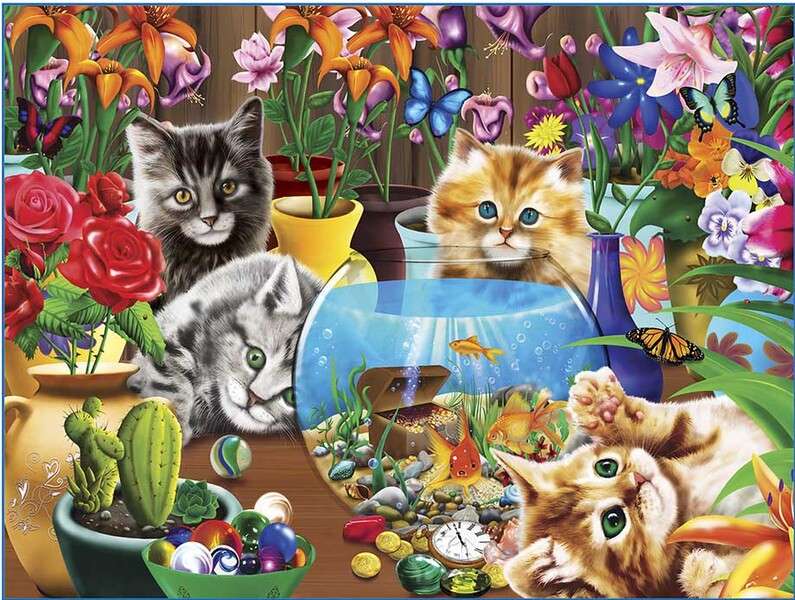 Kittens in de buurt van aquarium #223 online puzzel