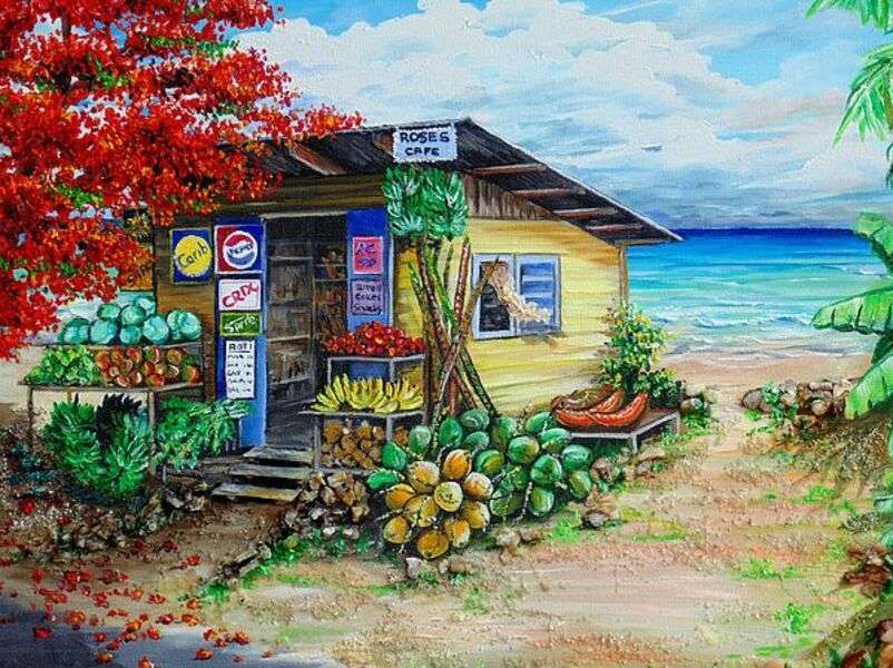 Кафене край плажа онлайн пъзел