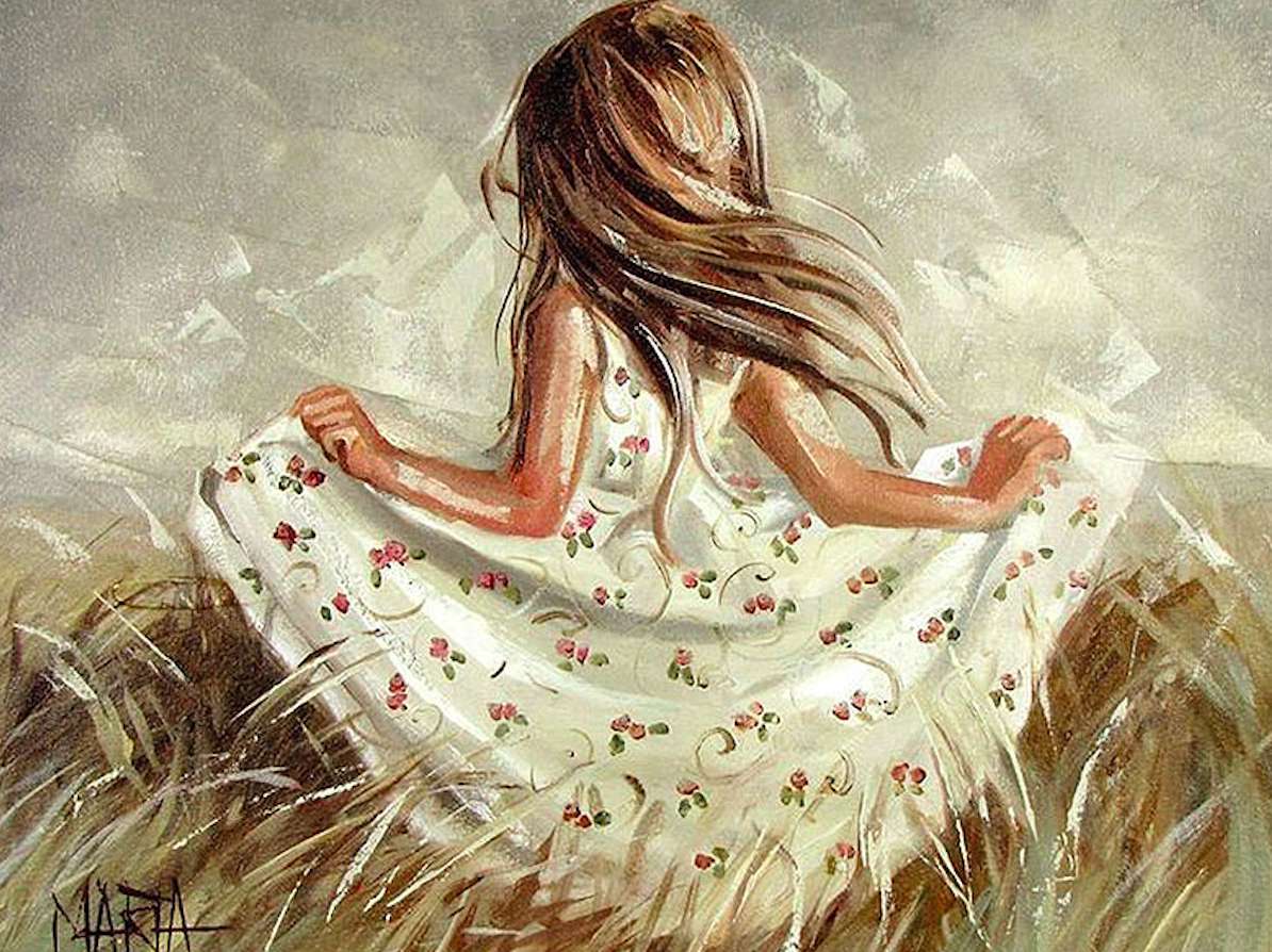 A girl dancing in the tall grass online puzzle