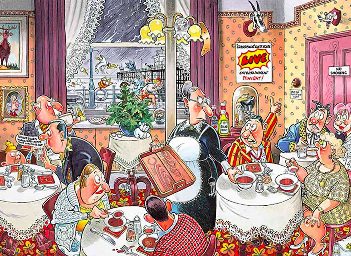 Hotel restaurant with lingering customers jigsaw puzzle online