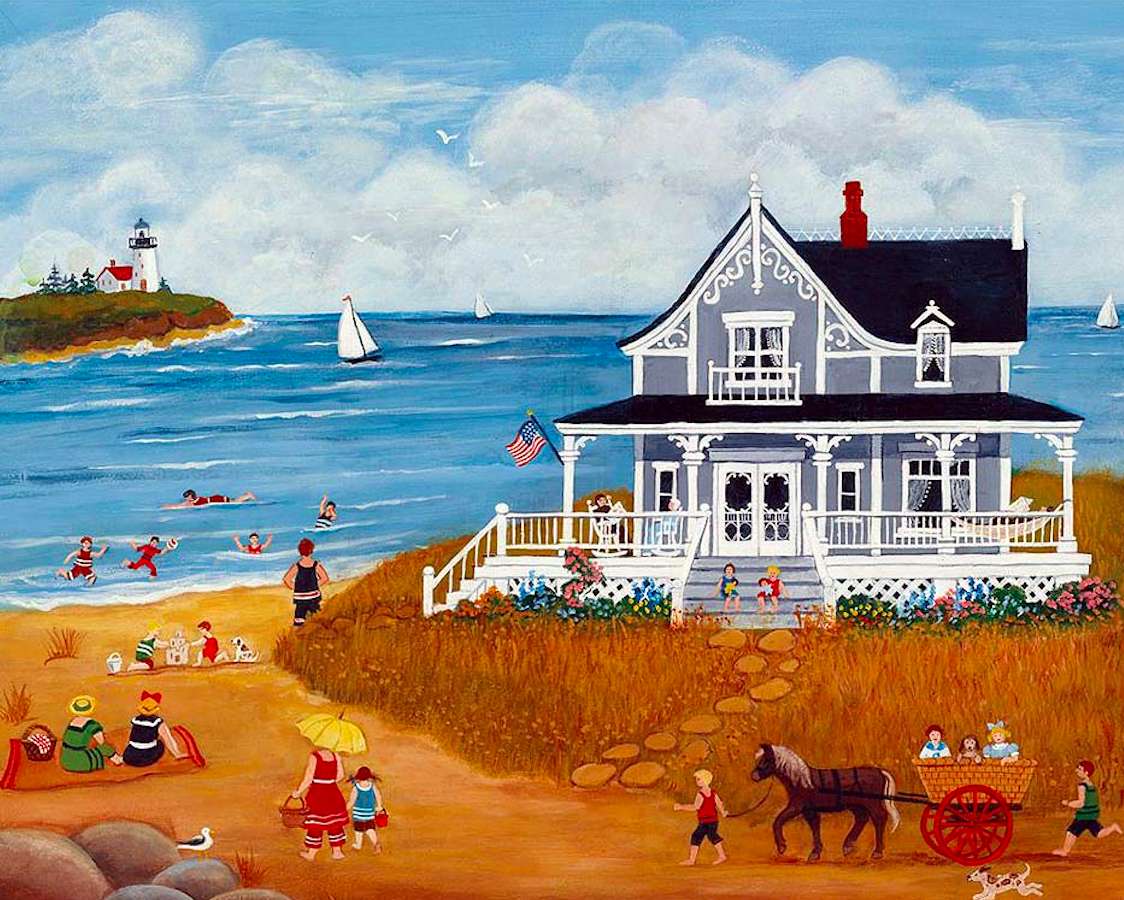 Cottage in stile vittoriano sulla spiaggia - incantevole puzzle online