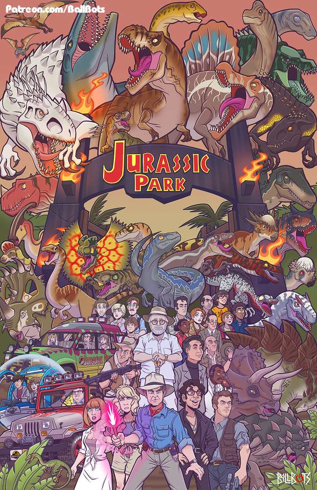 Parque Jurássico; cartaz quebra-cabeças online