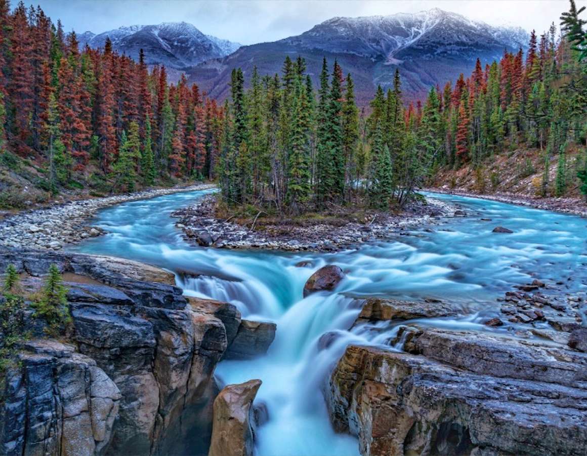 Kanada p / Alberta-Sunwapta vattenfall, Banff-cudo pussel på nätet