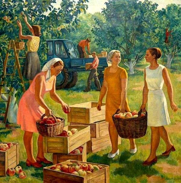 дамы собирают яблоки онлайн-пазл