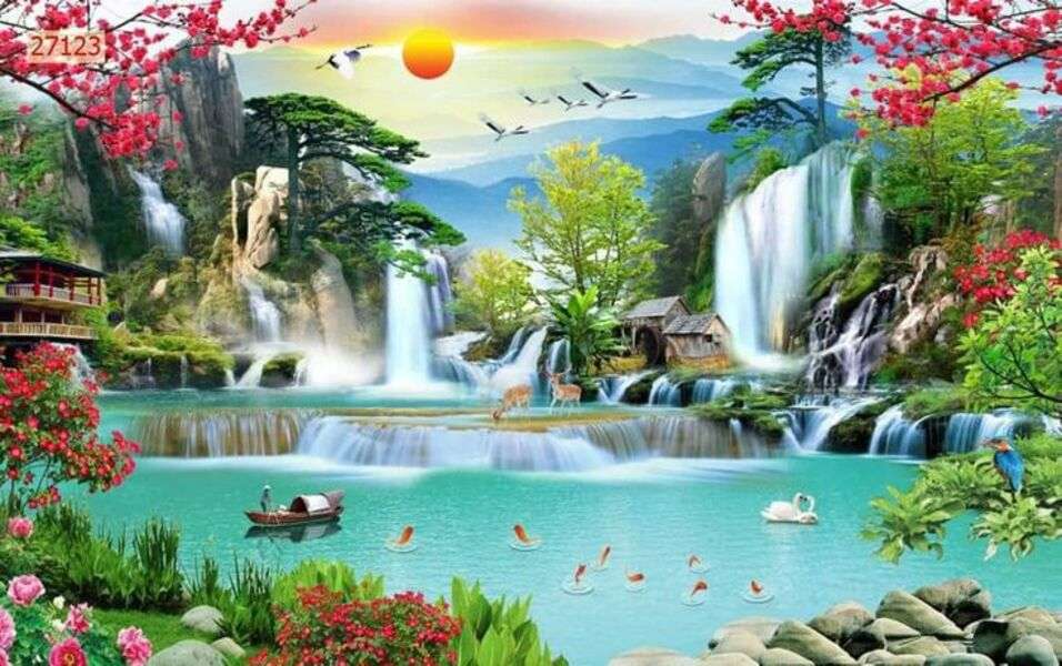 vackra vattenfall Pussel online