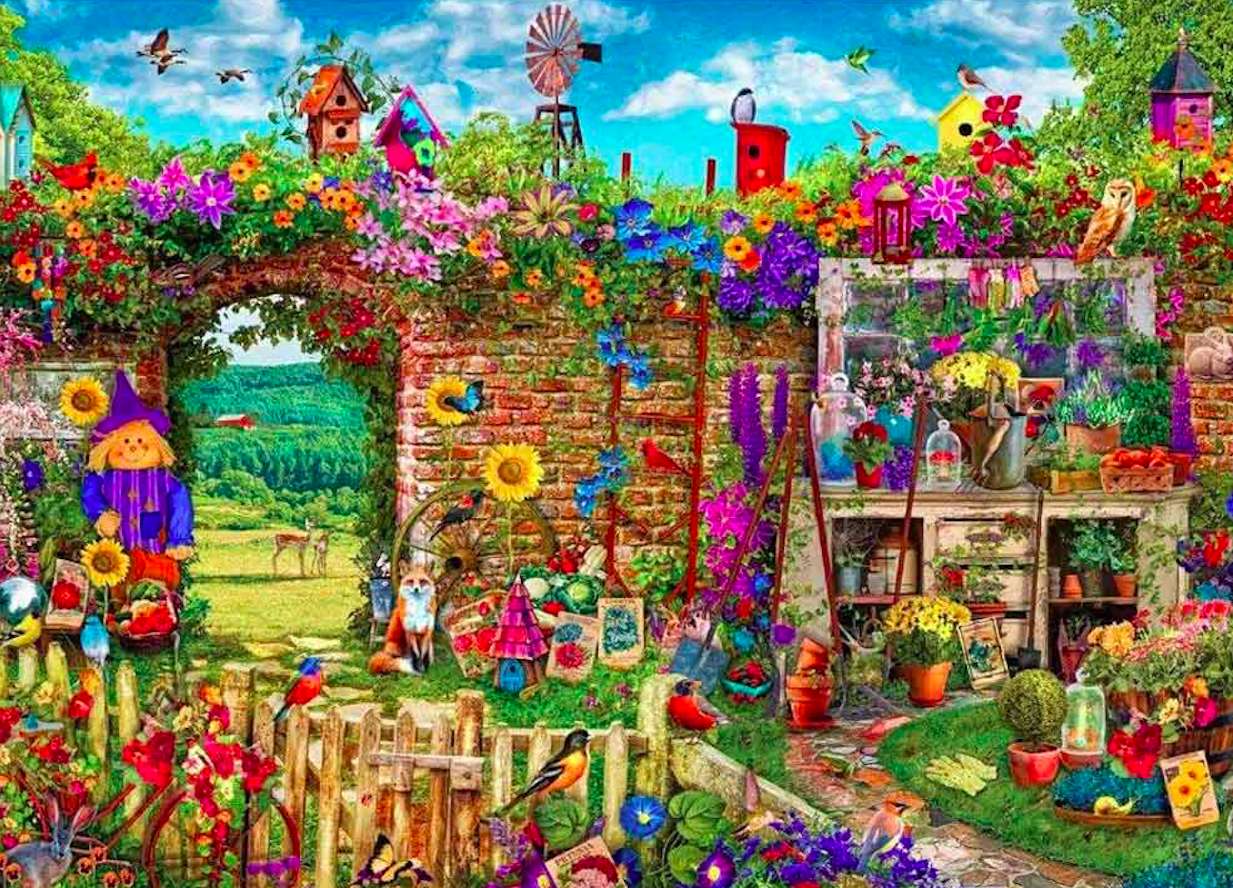 Un fabuloso y colorido jardín de cuento de hadas rompecabezas en línea