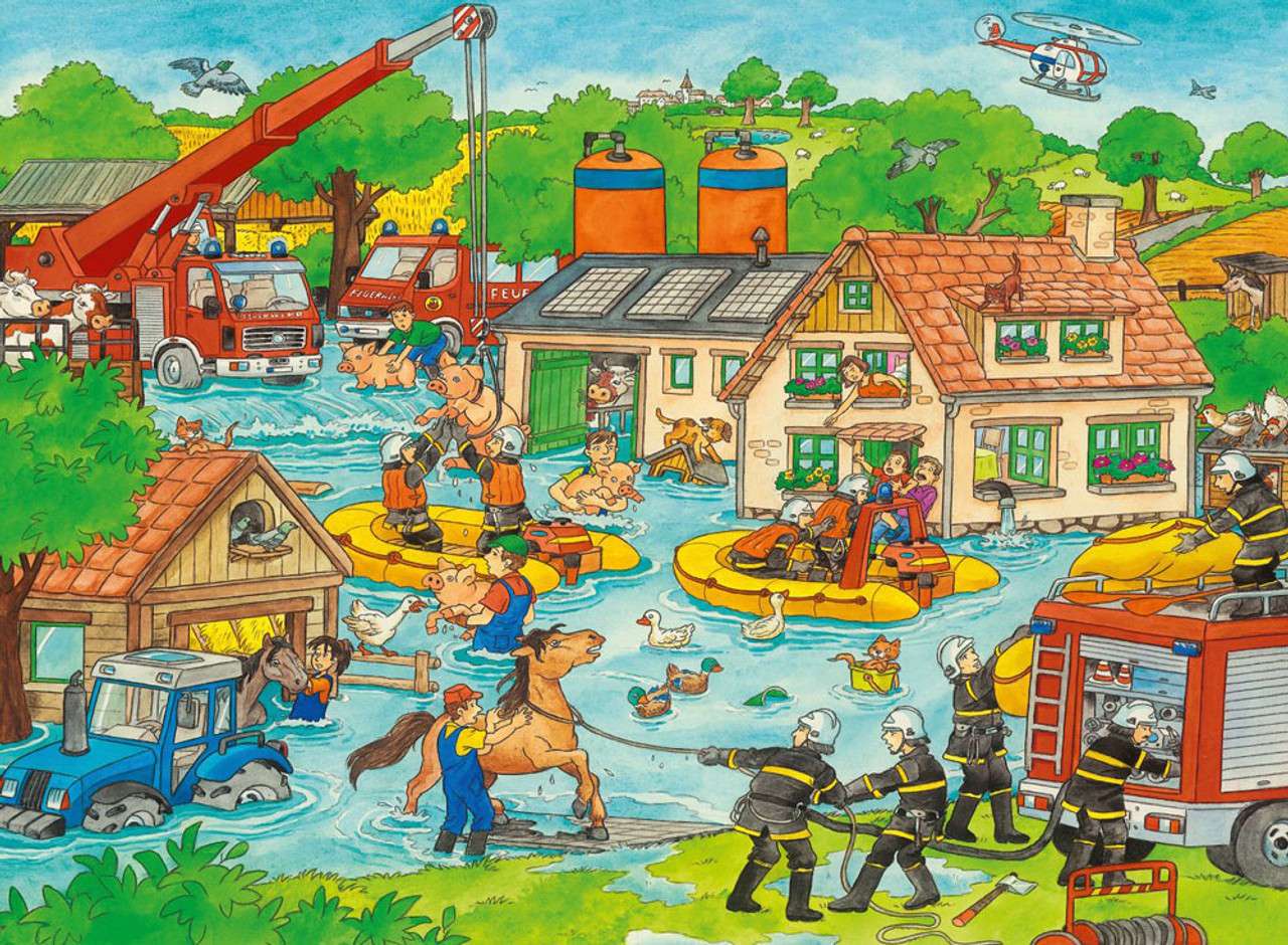 Flood and fire trucks jigsaw puzzle online