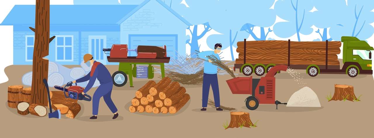 Да може да сглоби процеса на добиване на дървесината онлайн пъзел