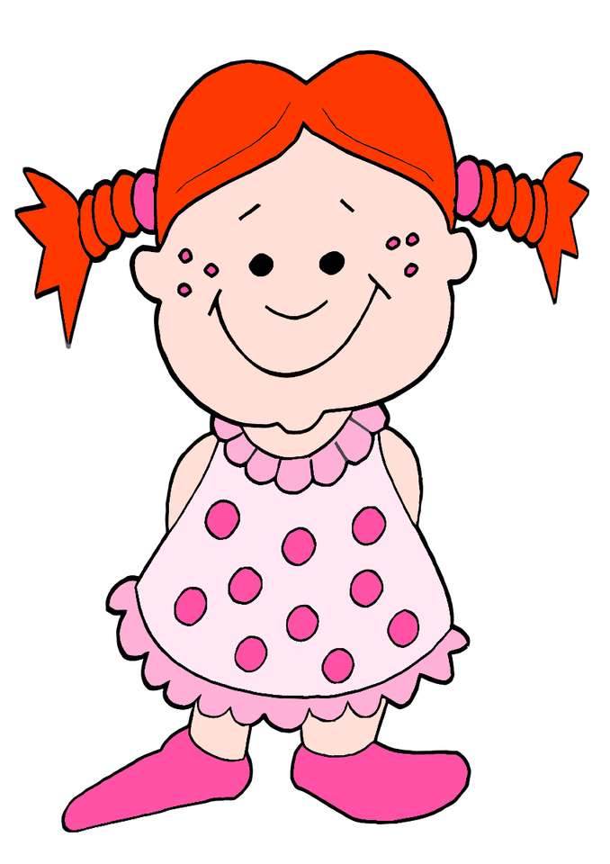 Lalka pomarańczowe włosy i różowa sukienka puzzle online