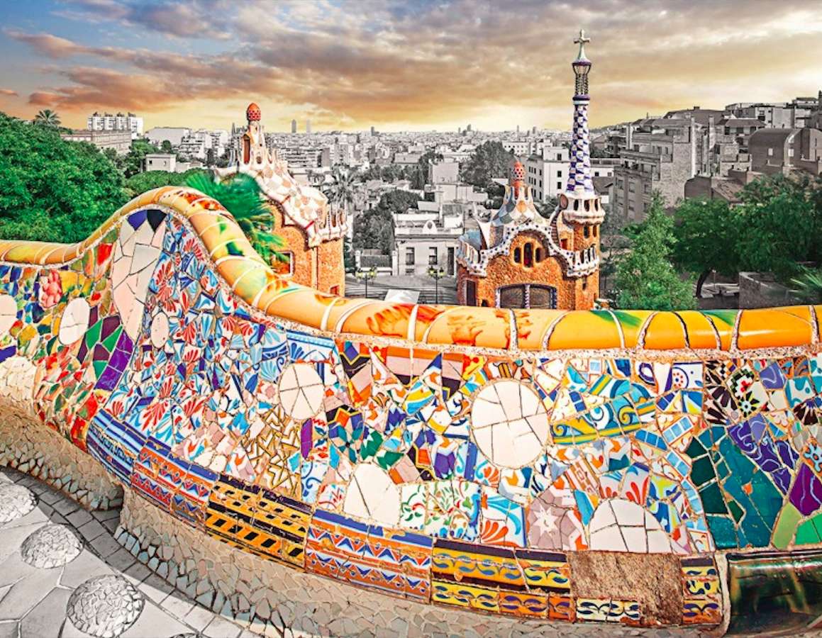 Barcelona -Vackra Park Guell pussel på nätet