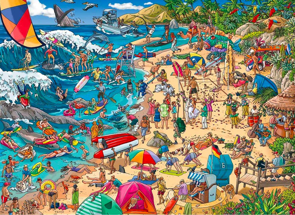 Folla sulla spiaggia :) puzzle online