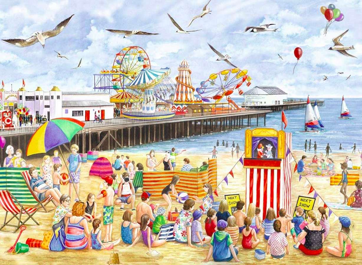 Summer memories, pier, beach, sun, theater online puzzle