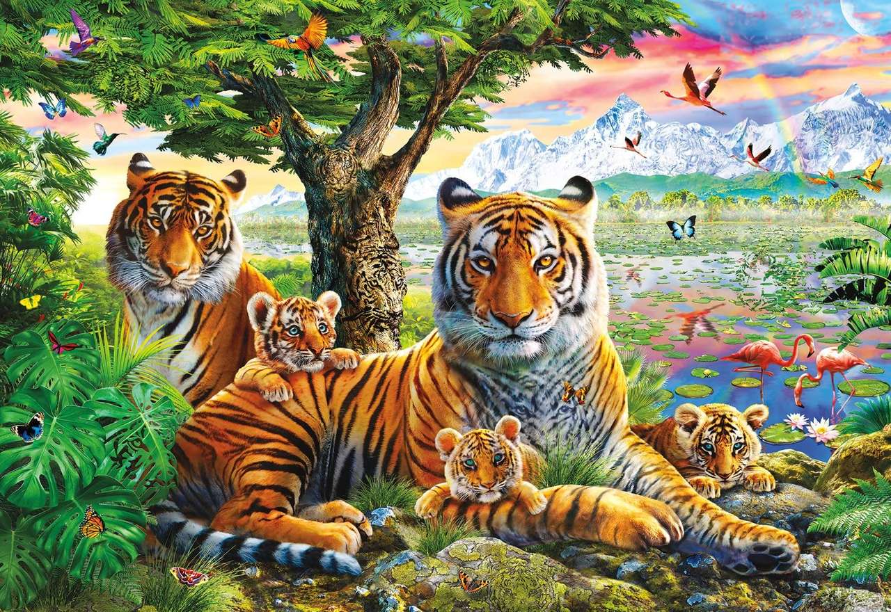 Familia de tigres rompecabezas en línea